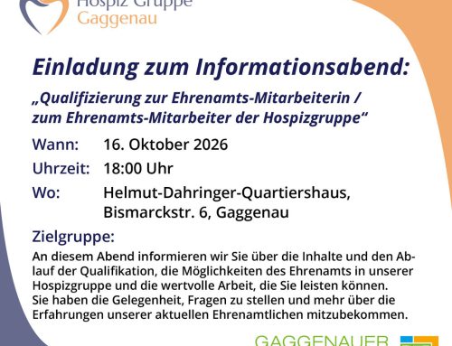 Informationsabend: Qualifizierung zur Ehrenamts-Mitarbeiterin / zum Ehrenamts-Mitarbeiter der Hospizgruppe